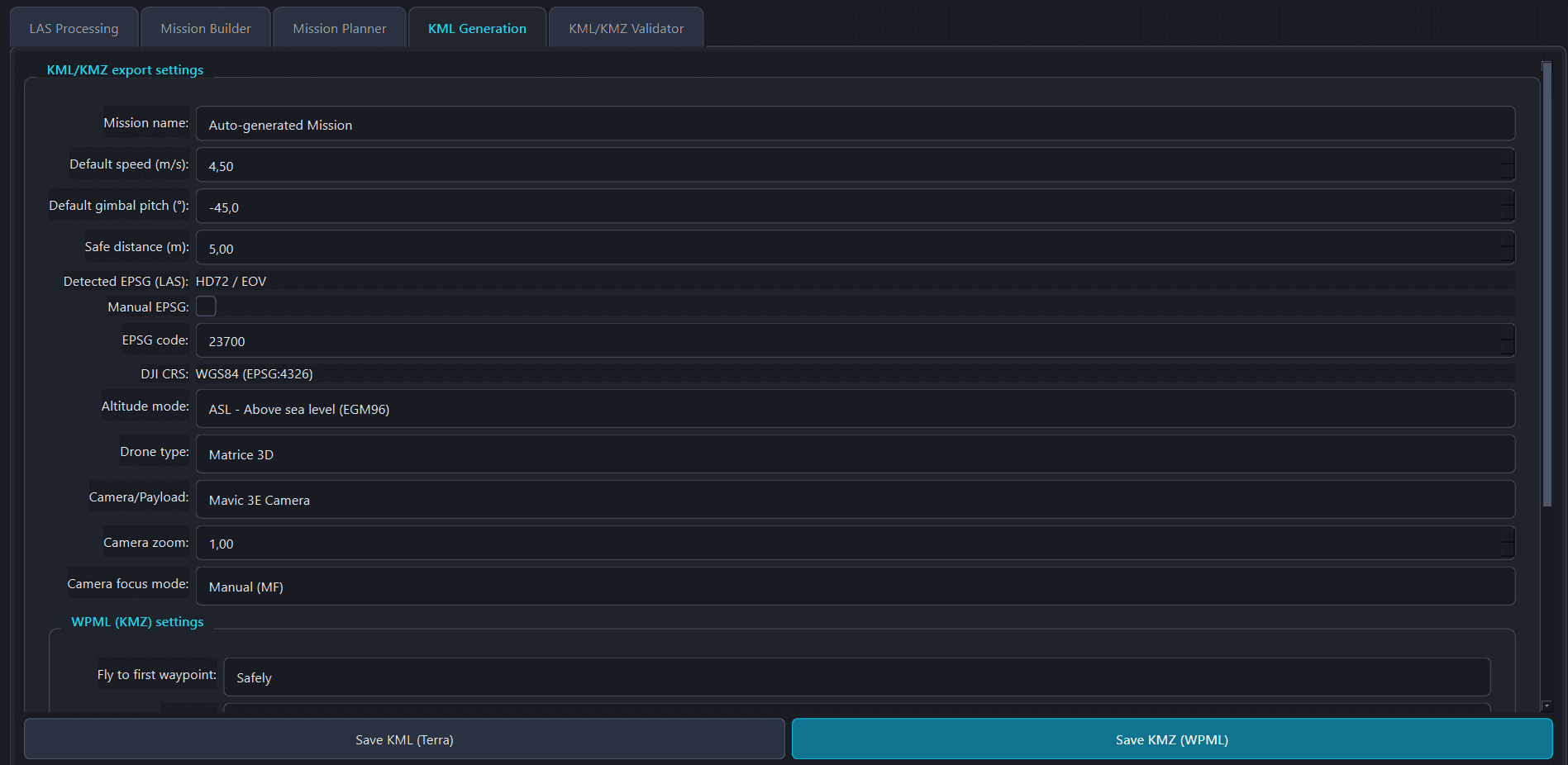 DJI-compatible KML/KMZ Generation